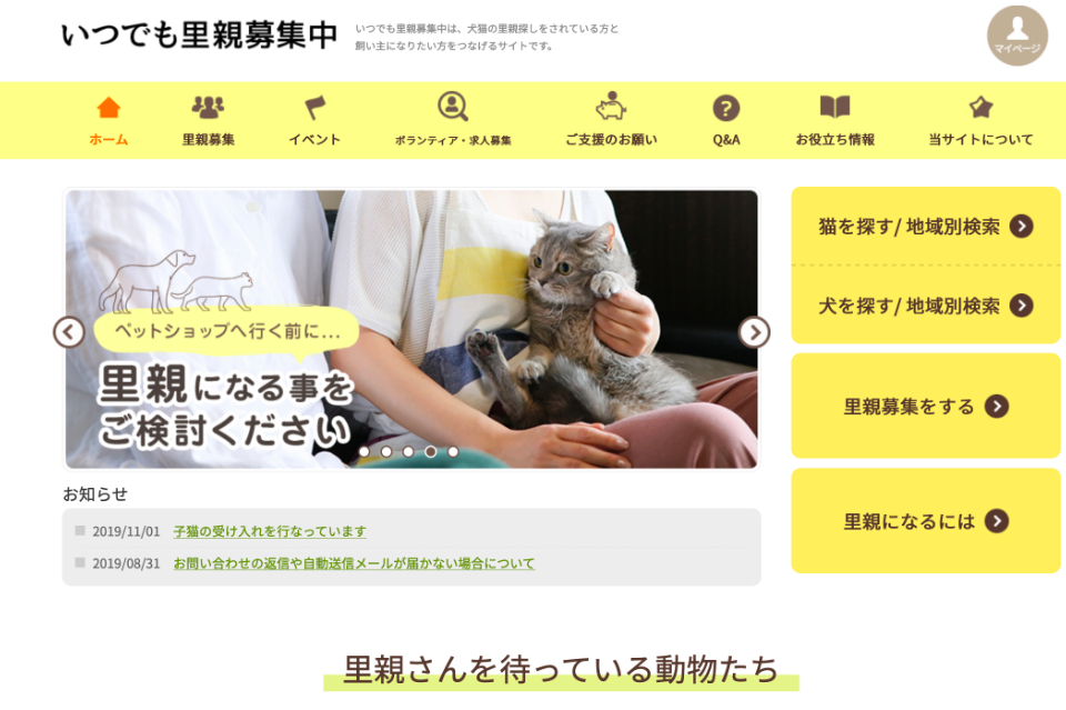 里親募集サイト いつでも里親募集中 Npo法人 東京キャットガーディアン Syncable