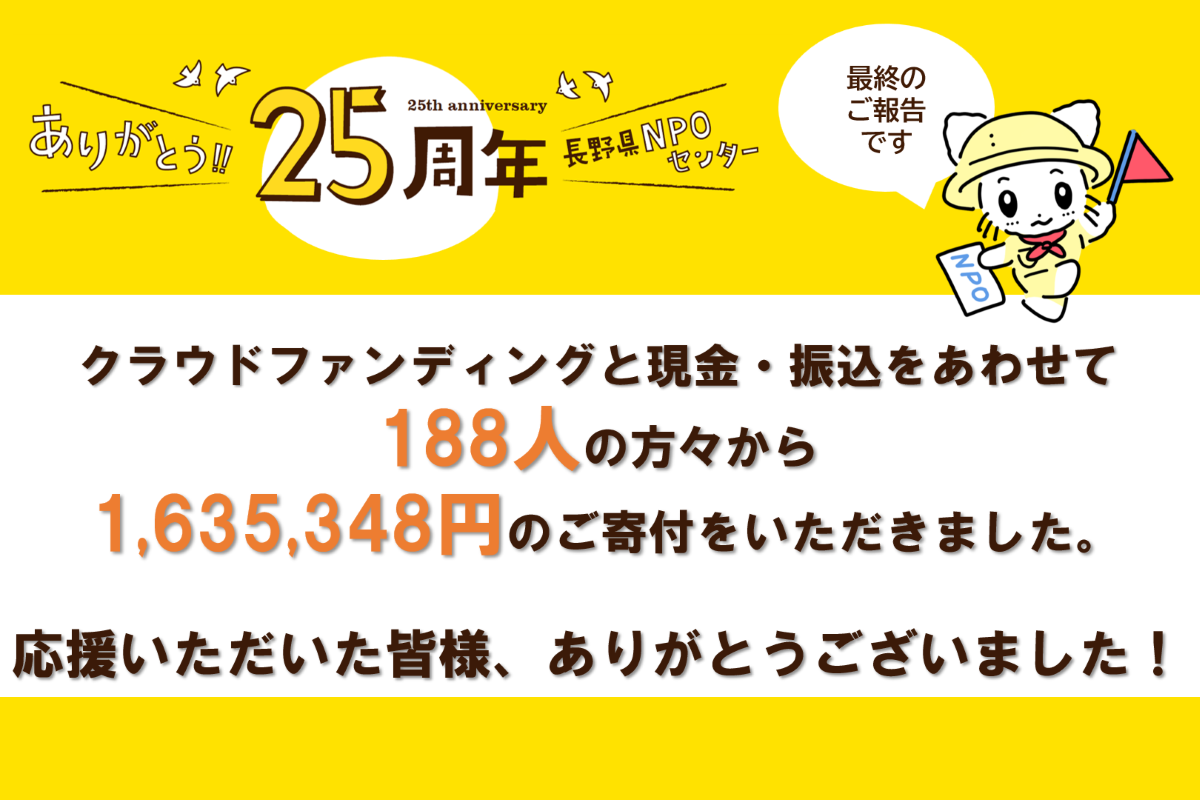代表の山室より、最終のご報告と改めましてお礼申し上げます。