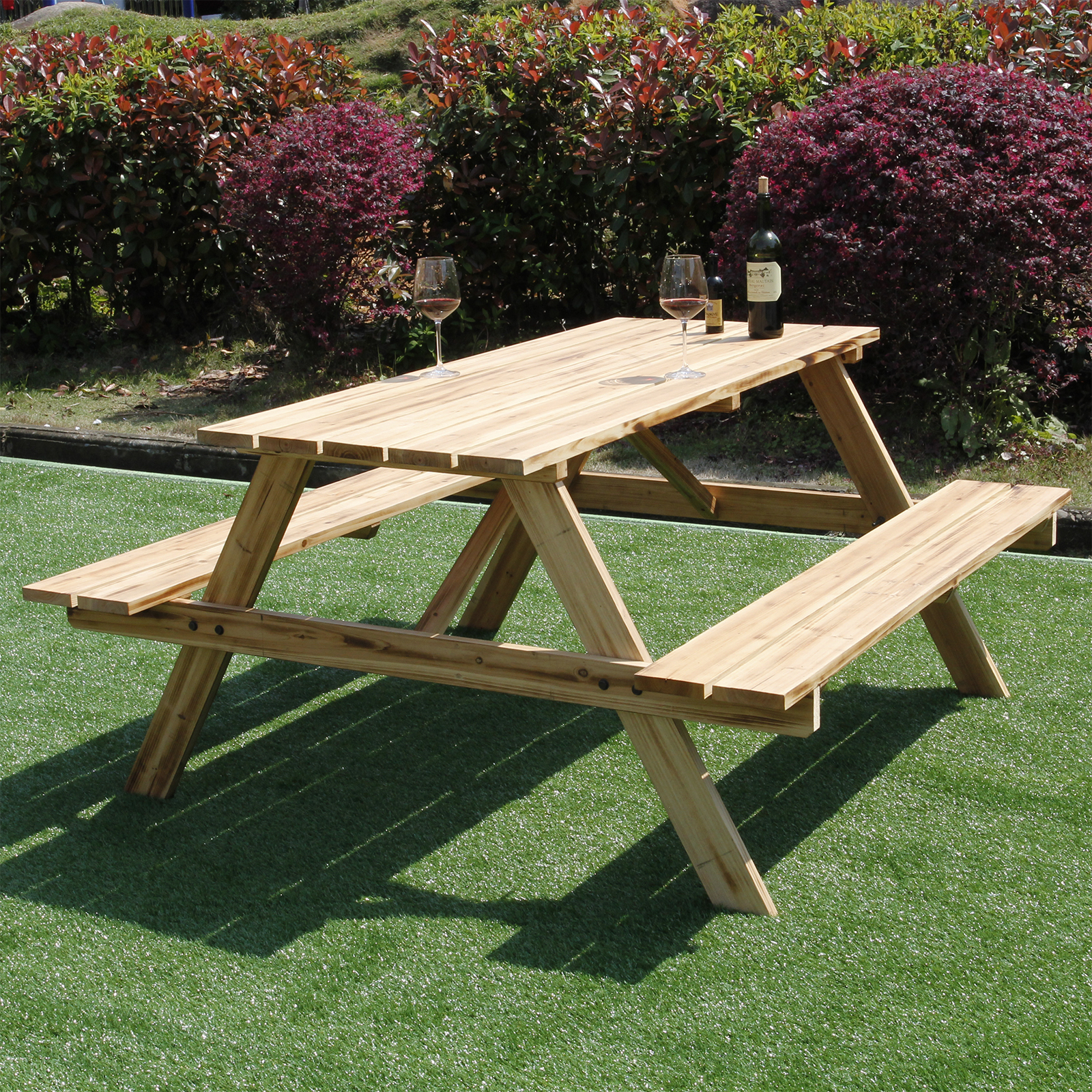 6 SEATER OUTDOOR GARDEN PICNIC BENCH 5FT PUB STYLE SEATING TABLE HEAVY