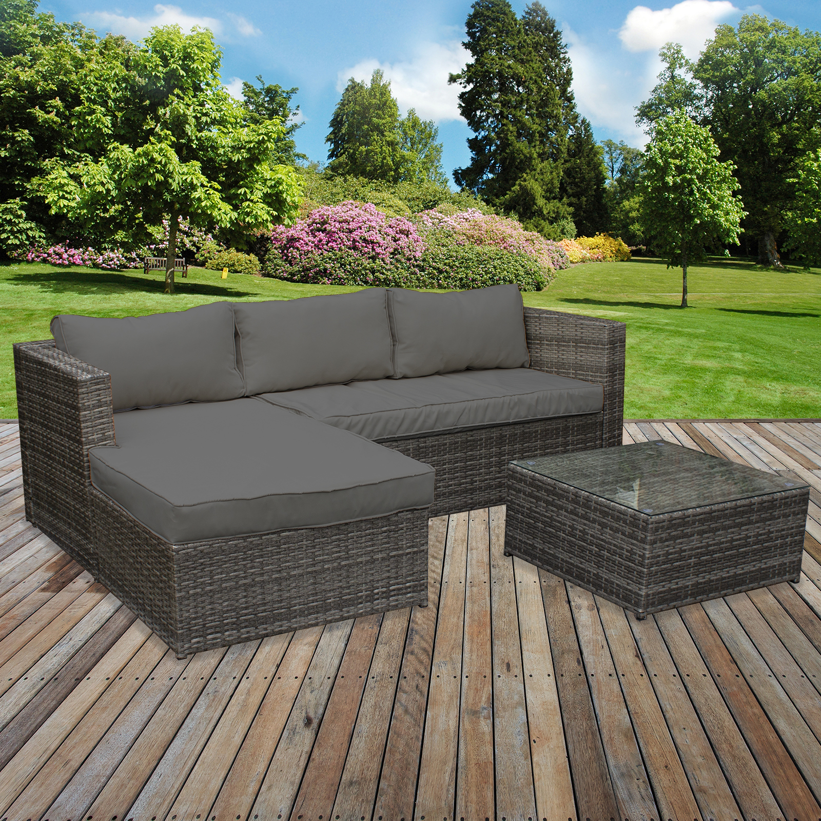 Rattan Garden Corner Sofa Table Chair Furniture Set Grey Patio Outdoor Seating 5055493886766 Ebay