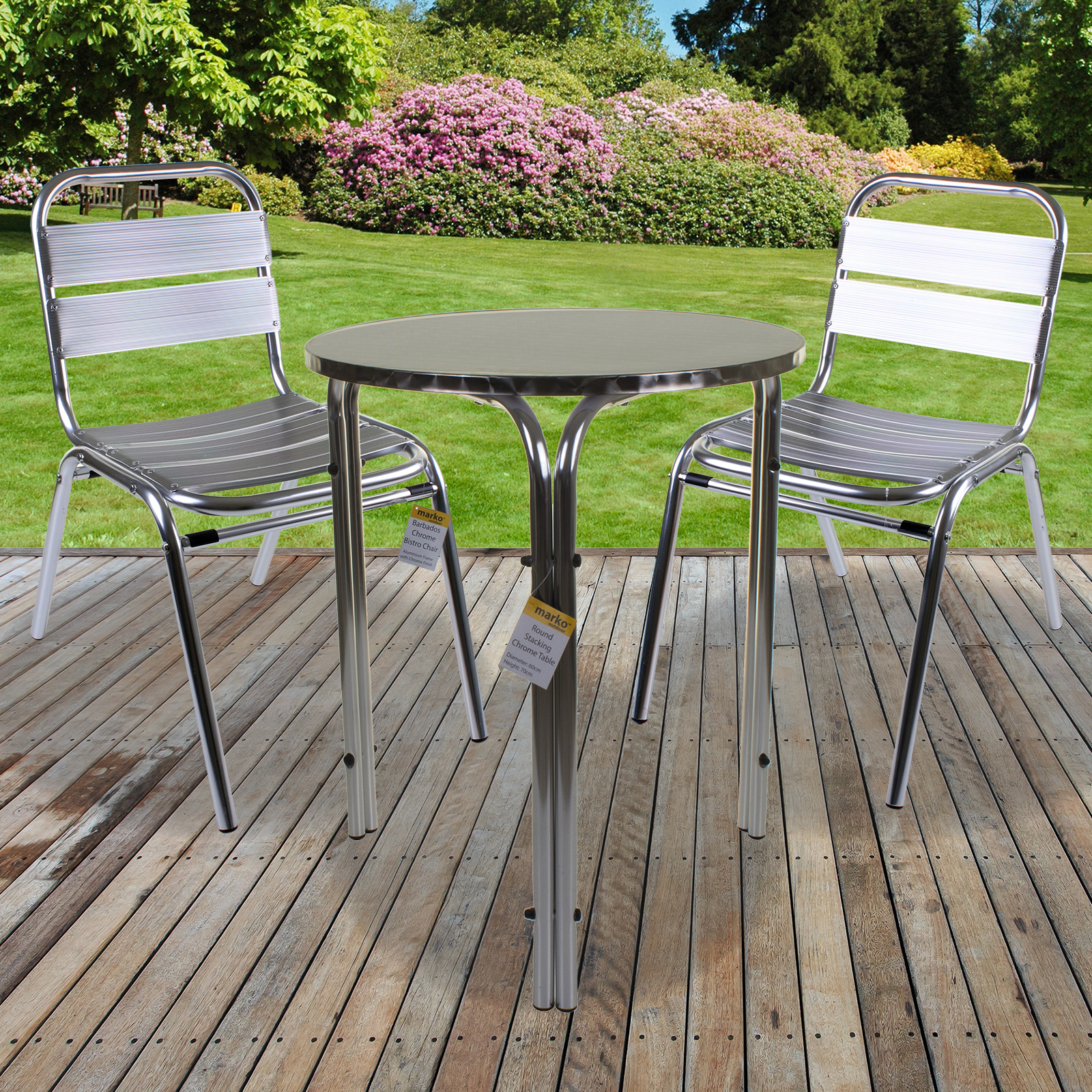 Marko Outdoor 3pc 5pc Barcelona Bistro Set Aluminium Lightweight