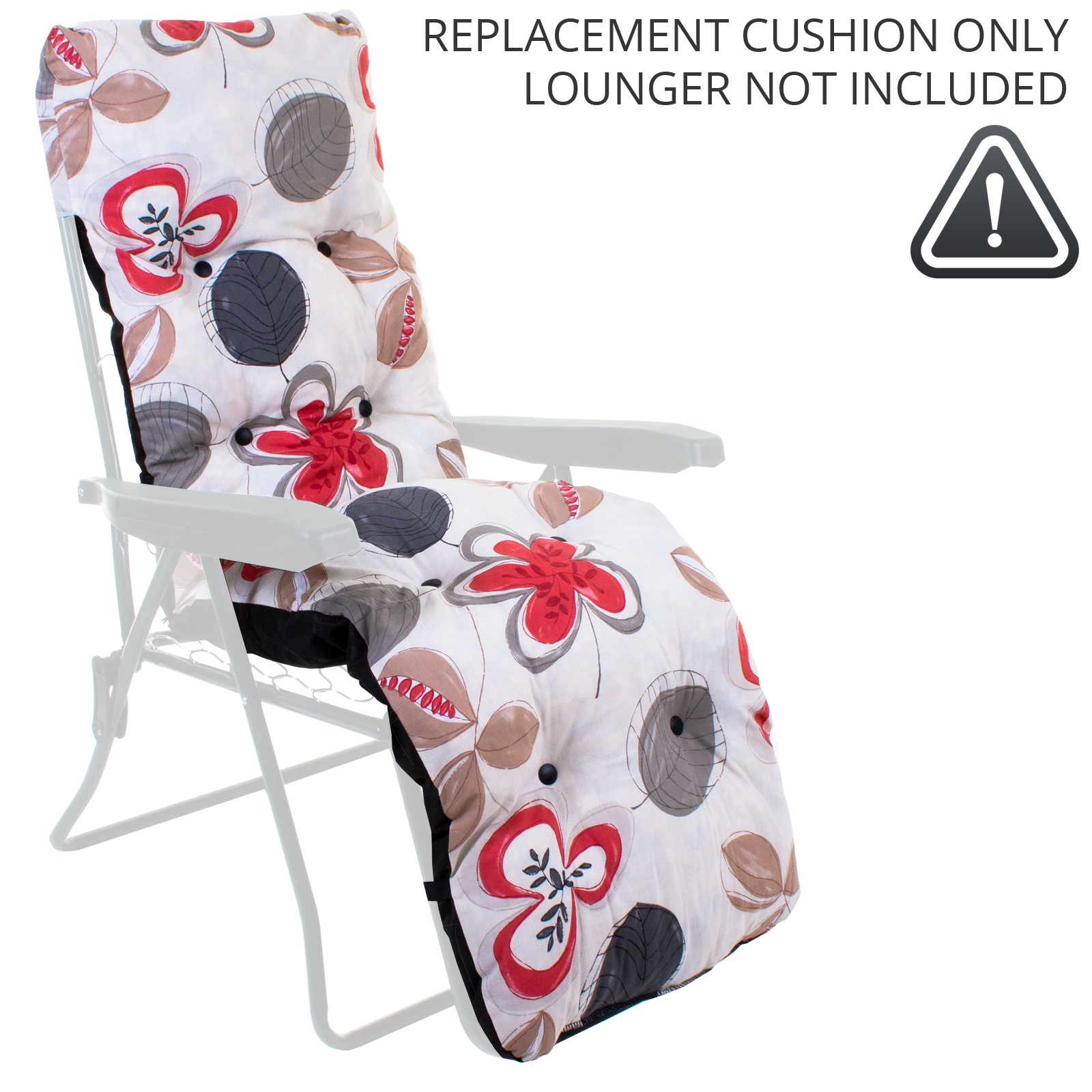 Sun Lounger Cushion Outdoor Garden Patio Recliner Thick Padded