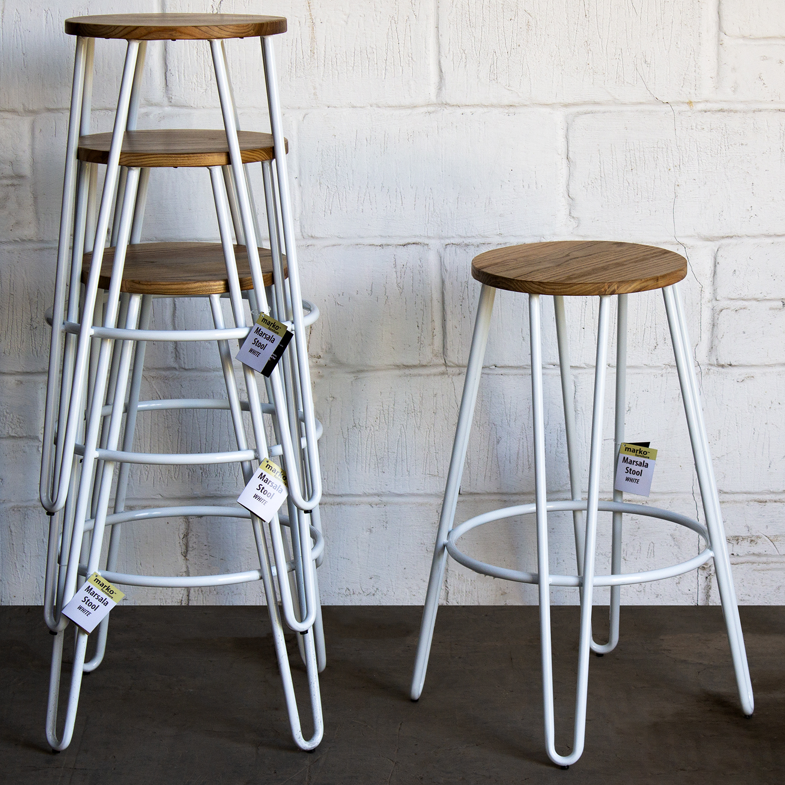 Metal Bar Stool White Hairpin Legs 