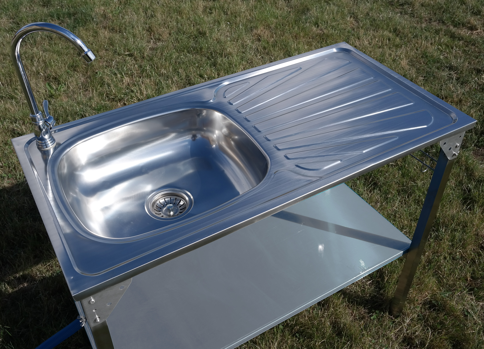 Details About Camping Sink Outdoor Kitchen Stainless Steel Draining Board Unit Tap Garden Bbq