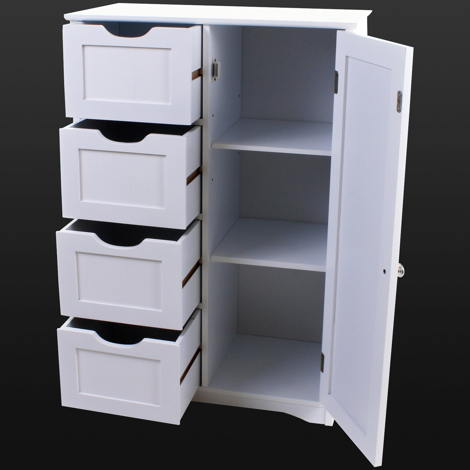 4 DRAWER CABINET BATHROOM STORAGE UNIT CHEST CUPBOARD ...