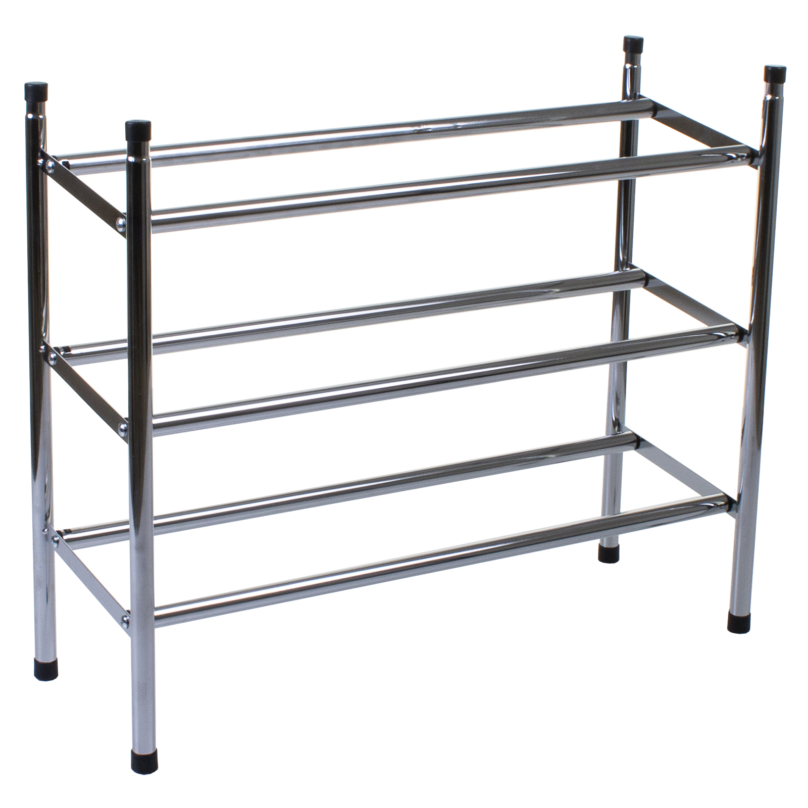 3 Tier Shoe Rack Organiser Metal Extendable Storage Stand Stackable Chrome Uk Ebay