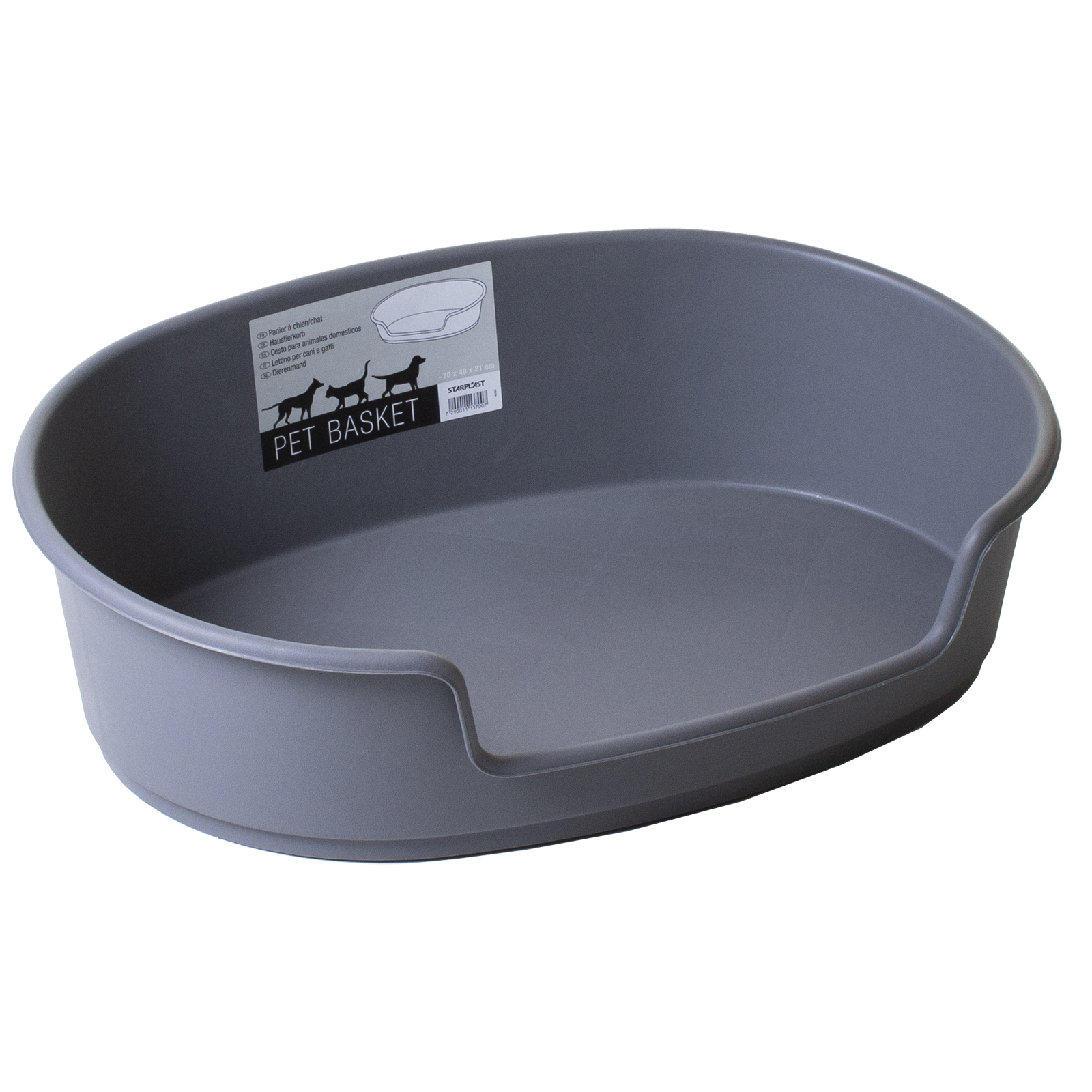 large plastic dog bed