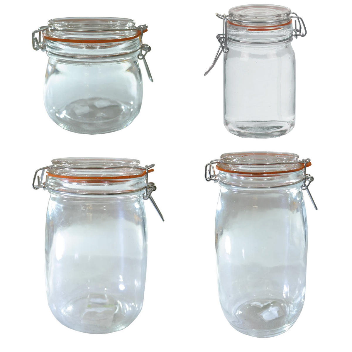 Vintage Glass Storage Jars 5” Tall Each With Lids & Plastic Seal ~  Unbranded