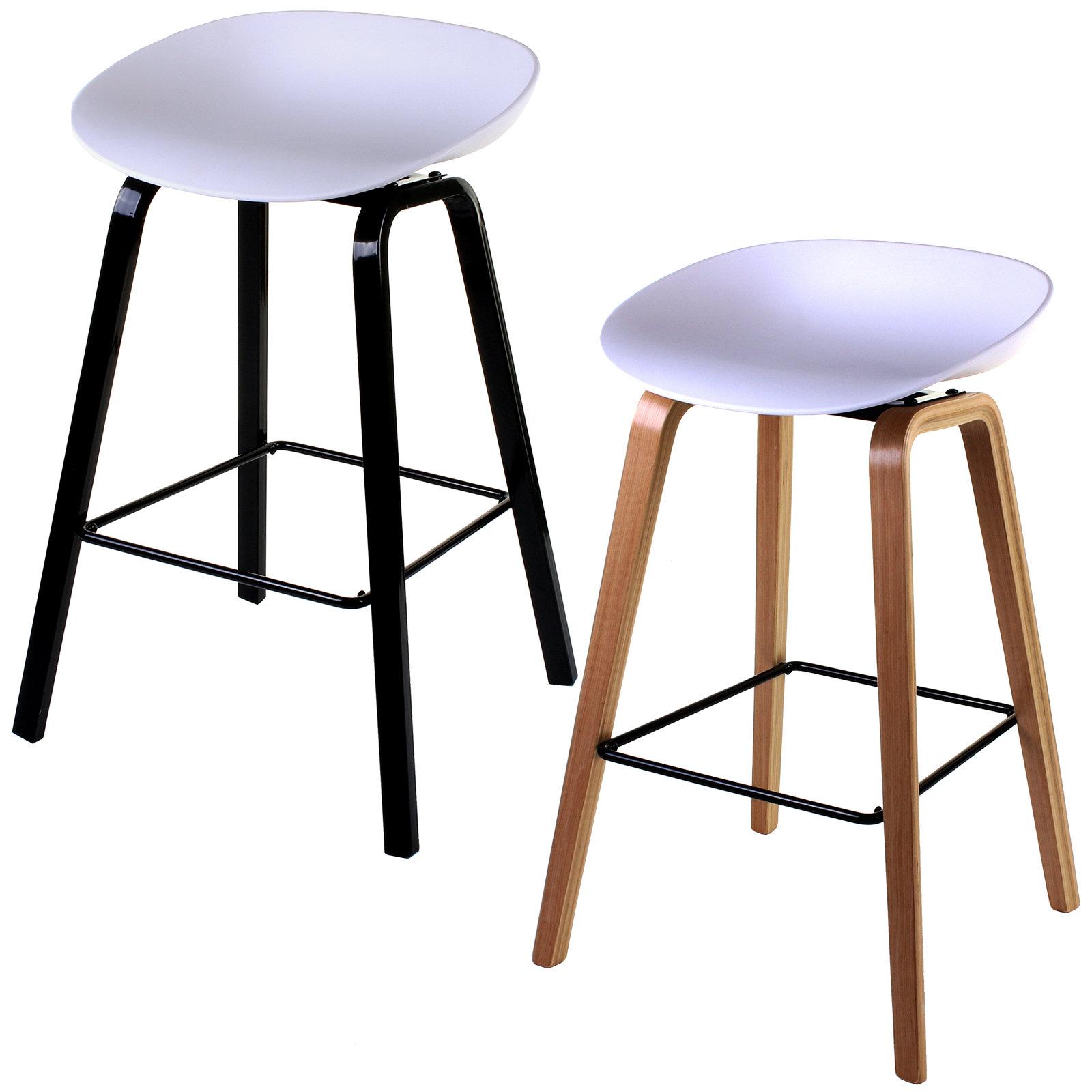 2x White Bar Stools Kitchen Breakfast Chairs High Seating Stylish