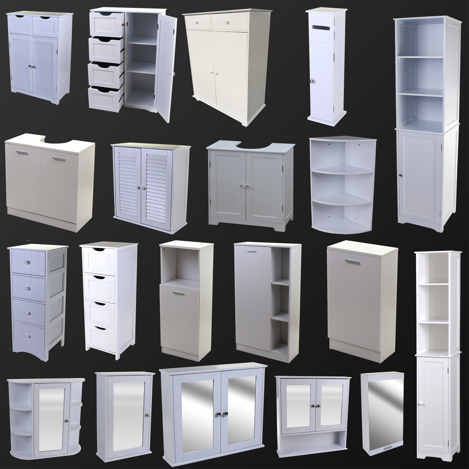 Bathroom Storage Unit Cabinet White Shelves Glass Under Sink Basin Unit Wooden Ebay