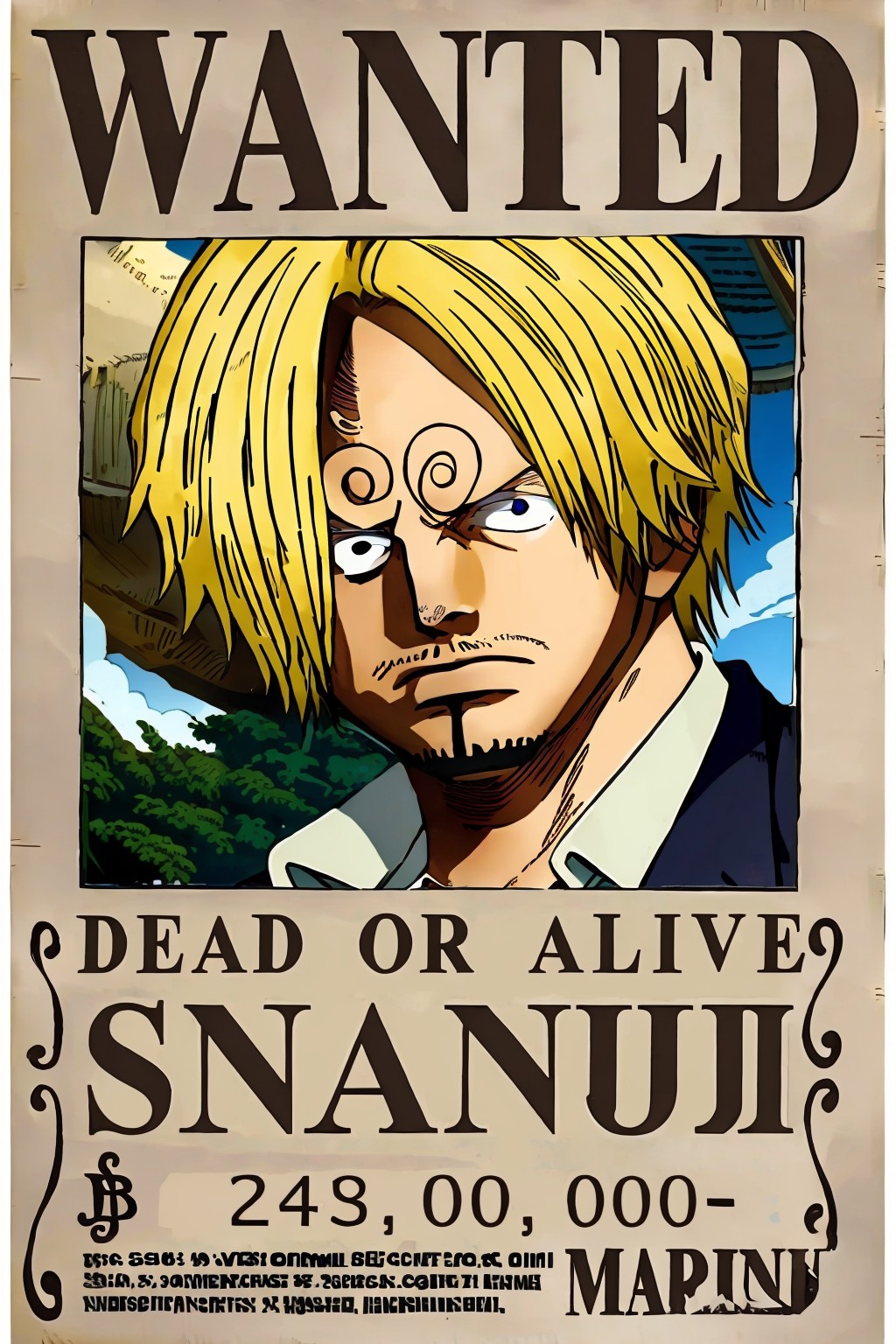 Sanji wanted poster xD — Yodayo