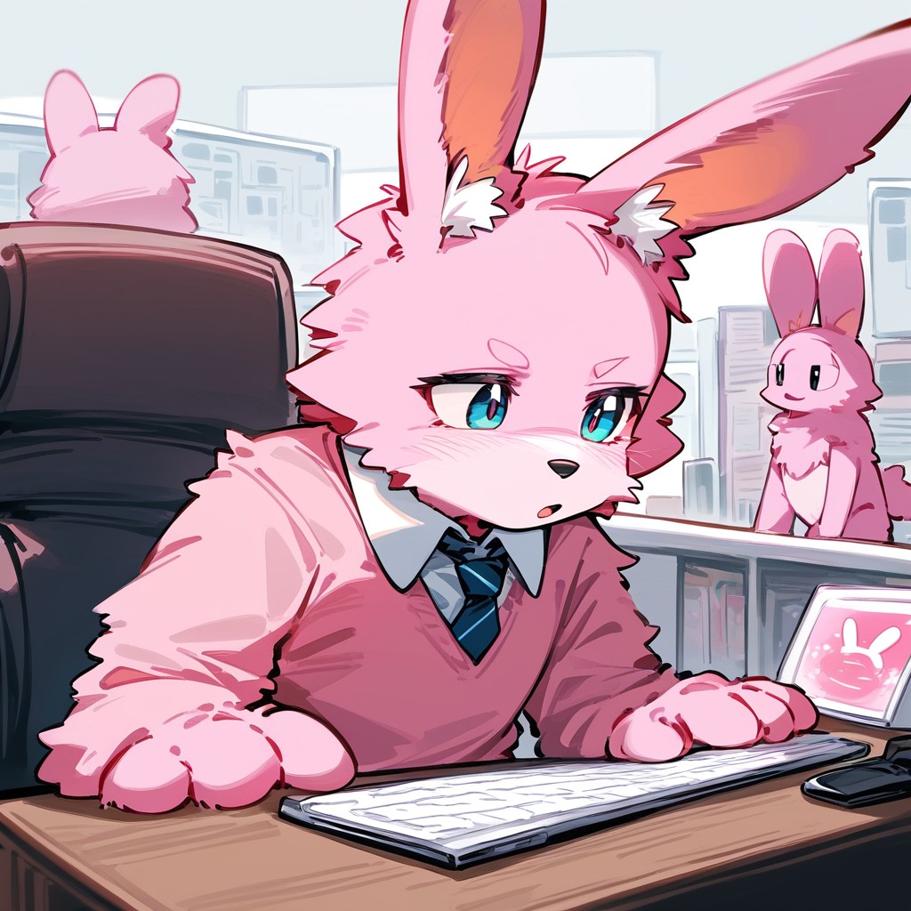Pink furry bunny man — Yodayo
