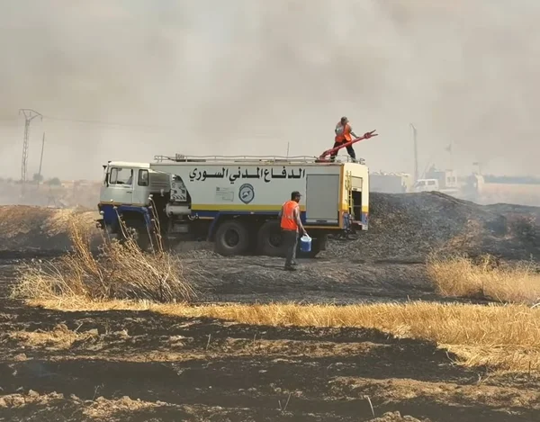 إخماد حريق زراعي اندلع في ريف مدينة رأس العين