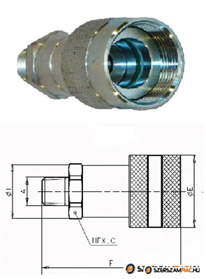 Összecsavarható hidraulika gyorscsatlakozó hüvely 700 bar üzemi nyomásra 1/4" külső NPT menet