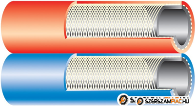 M-FLEX Hegesztő Iker tömlő Oxigén/Acetilén  20 bar /  6,3/8,0  - (Oxigén x Acetilén)  EN559 gumibázisú kopásálló és tűzálló