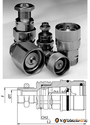 M30x2 külső menetes összecsavarható hidraulika gyorscsatlakozó hüvely S20