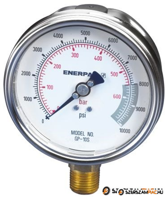 Manométer, nyomásmérő óra 6 bar, glicerin csillapítással, D=100mm, 1/2