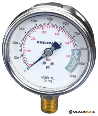 Manométer, nyomásmérő óra 25 bar, glicerin csillapítással, D=100mm, 1/2