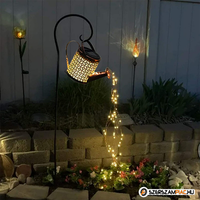 Napelemes locsolókanna világítás, leszúrható kerti dekor lámpás