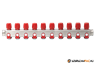 Rozsdamentes acél szelepes osztó 10 körös piros csapokkal 1"x 3/4" (EVP-DSD3411-10R)