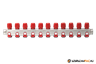 Rozsdamentes acél szelepes osztó 11 körös piros csapokkal 1"x 3/4" (EVP-DSD3411-11R)