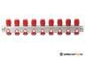 Rozsdamentes acél szelepes osztó 9 körös piros csapokkal 1"x 3/4" (EVP-DSD3411-9R)