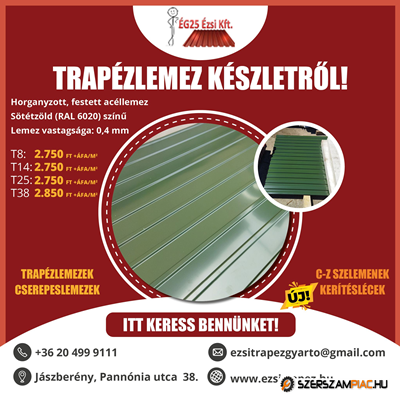 Trapézlemez készletről!