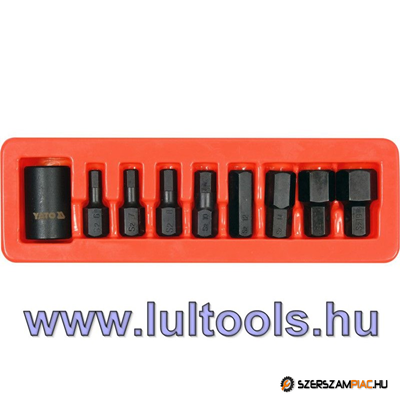 Gépi imbusz bit készlet 9 részes 1/2" 6-19 mm dugókulcs adapterrel Yato