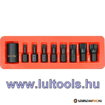 Gépi spline bit készlet 9 részes 1/2" M6-M18 mm dugókulcs adapterrel Yato