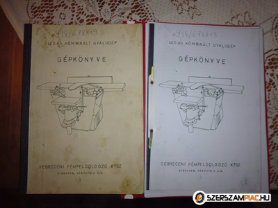 gépkönyv defém 400-as kombinált gyalugép faipari újpesti marógép