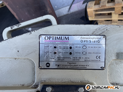 Optimum S181G szalagfűrészgép+ 3 db MSR4 munkaállvány eladó