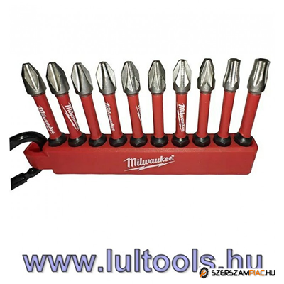 Bithegy készlet karabínerrel 10 részes 1/4" Hex Shockwave™ MILWAUKEE