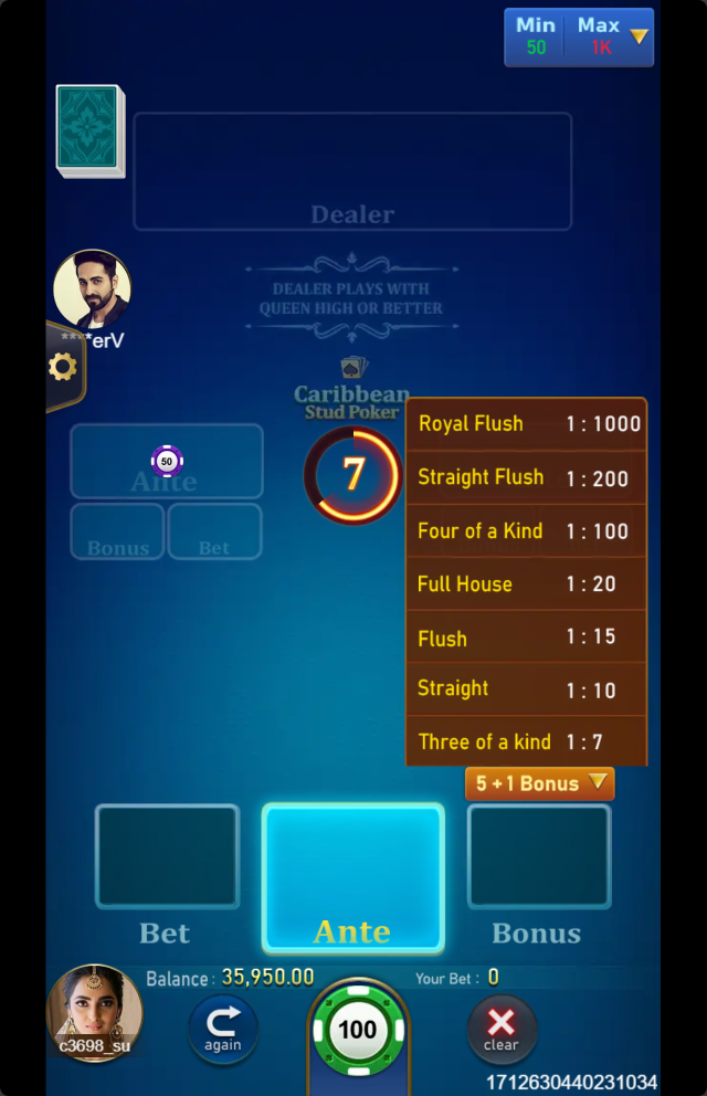Caribbean Stud Poker Screenshot