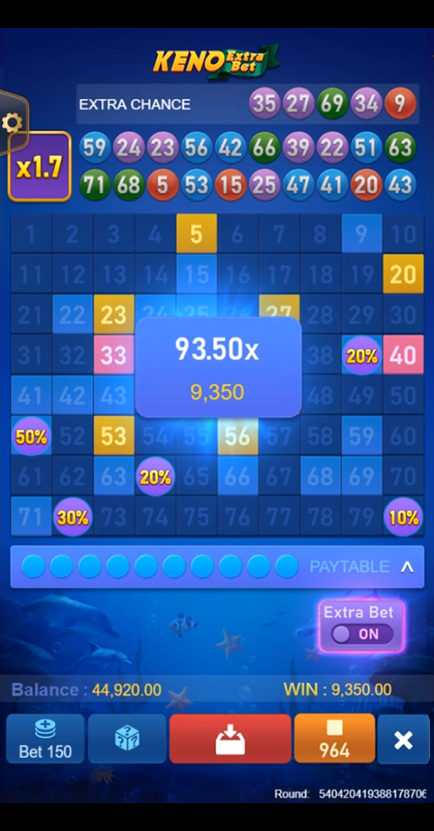 Keno Extra Bet Screenshot