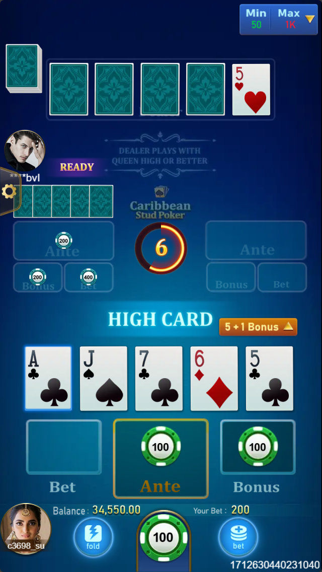 Caribbean Stud Poker Screenshot