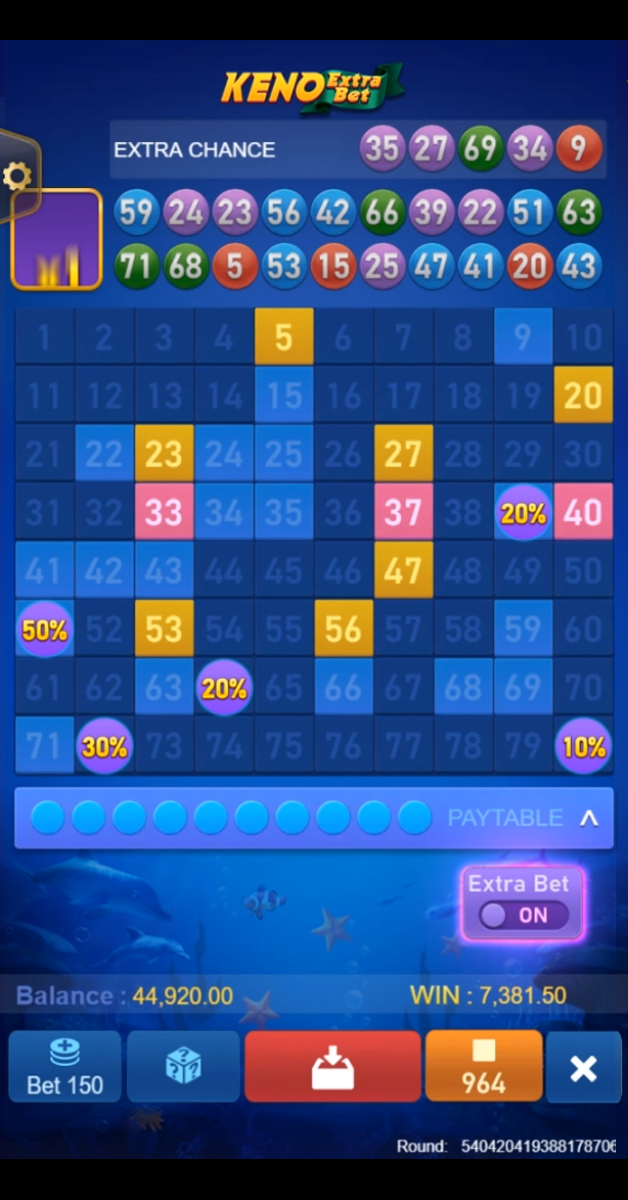 Keno Extra Bet Screenshot
