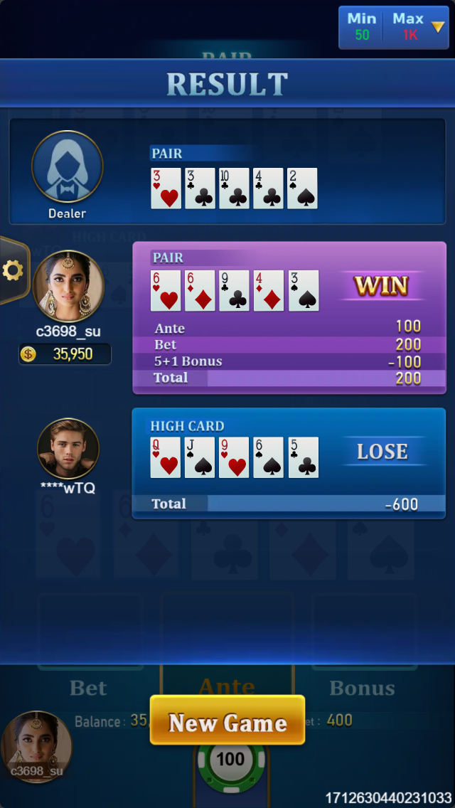 Caribbean Stud Poker Screenshot