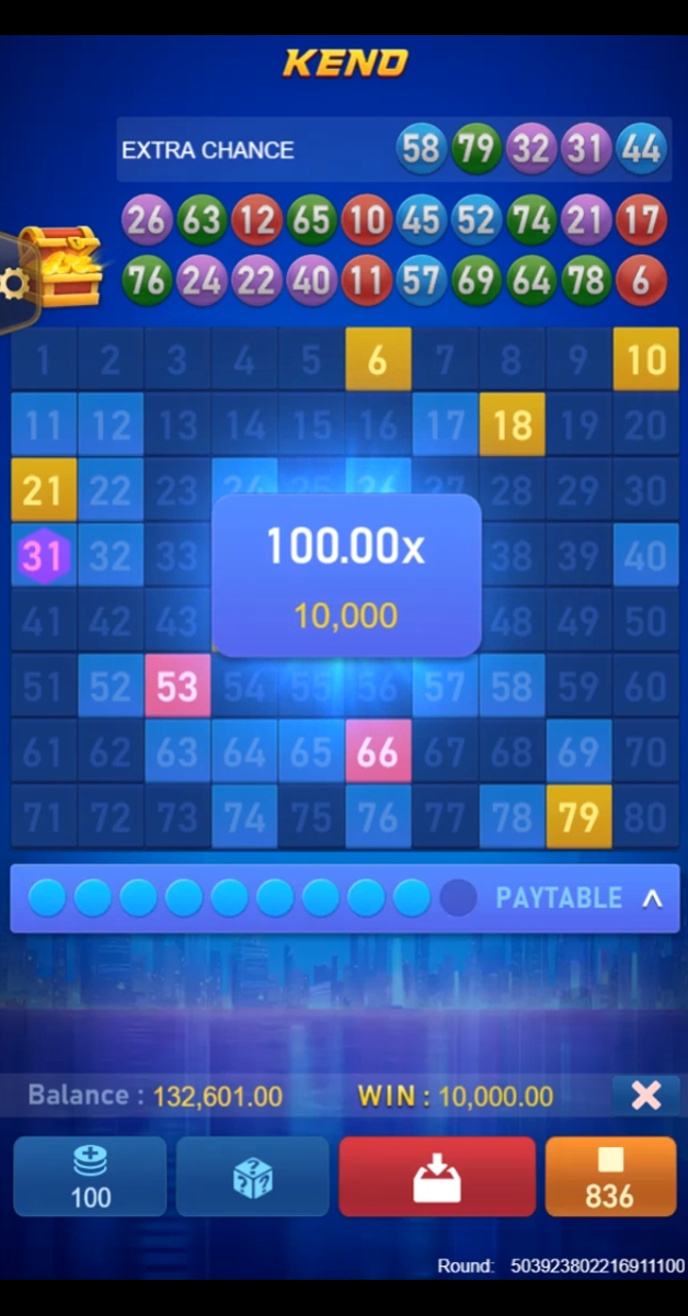 Keno Bonus Number Screenshot