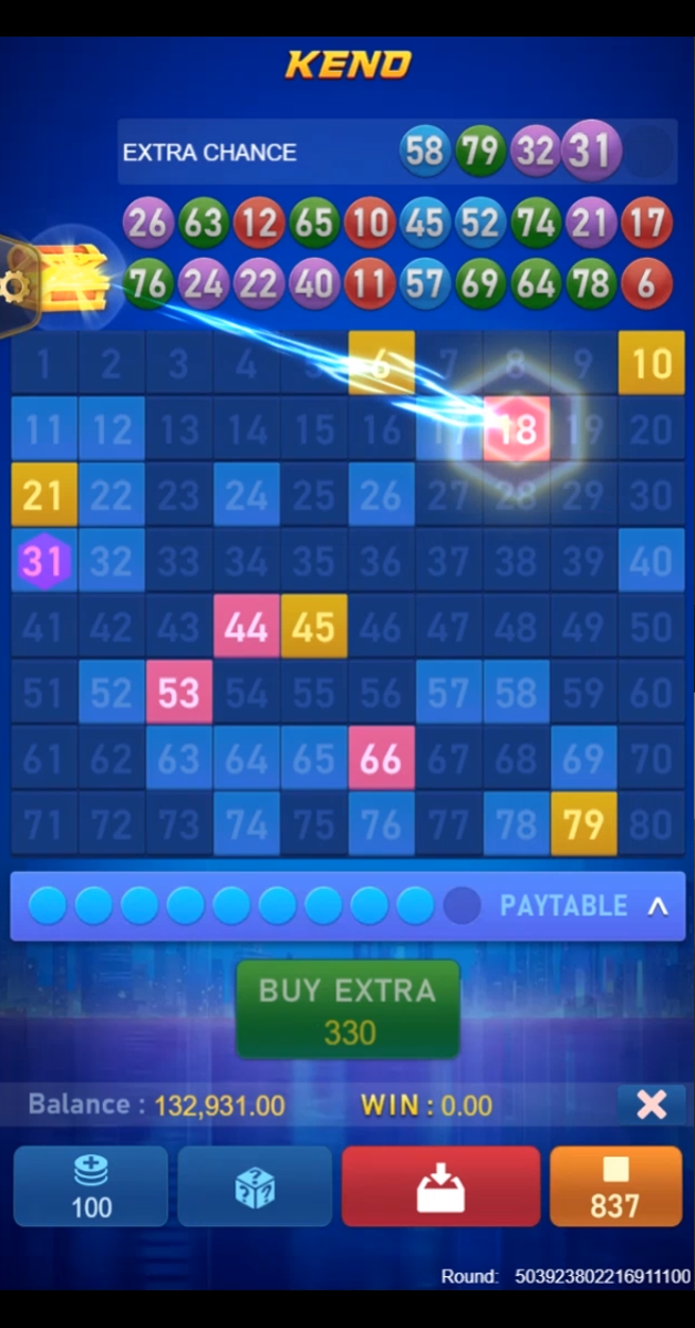 Keno Bonus Number Screenshot