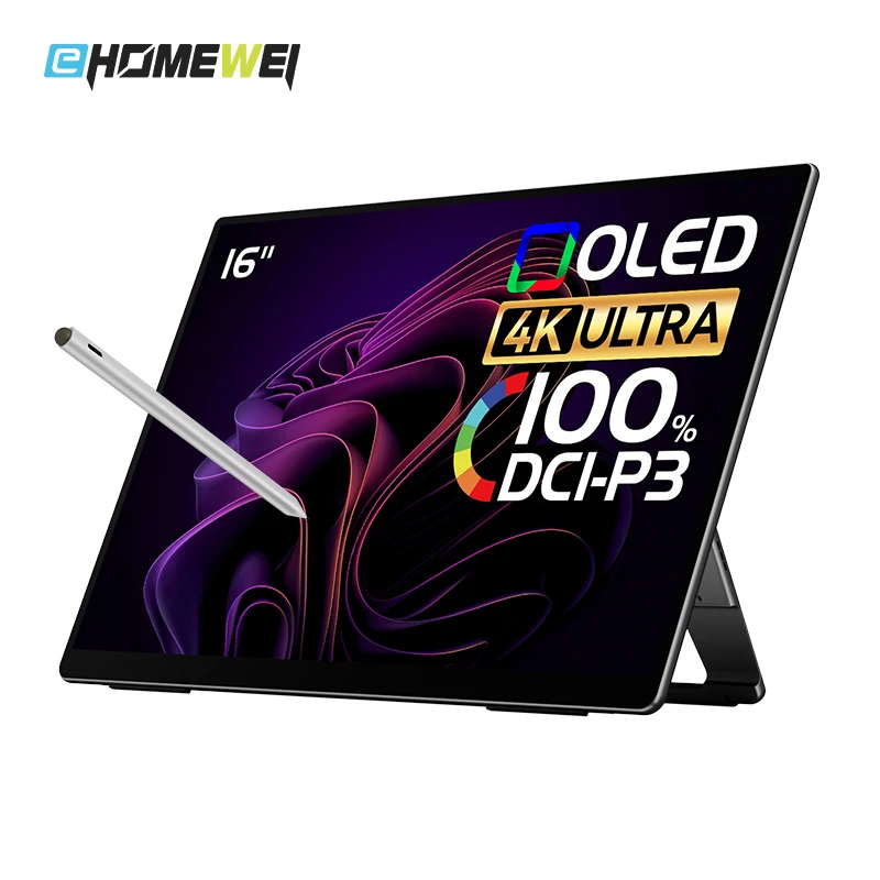 EHOMEWEI RO5 Pro 16 Inch 4K OLED Portable Touchscreen Monitor with Stylus