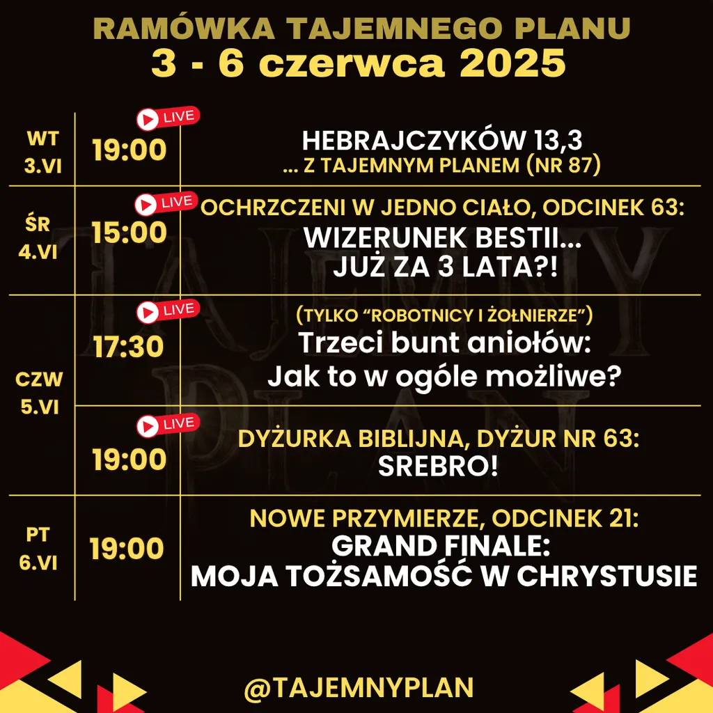 Ramówka Tajemnego Planu na 3–6 czerwca 2025