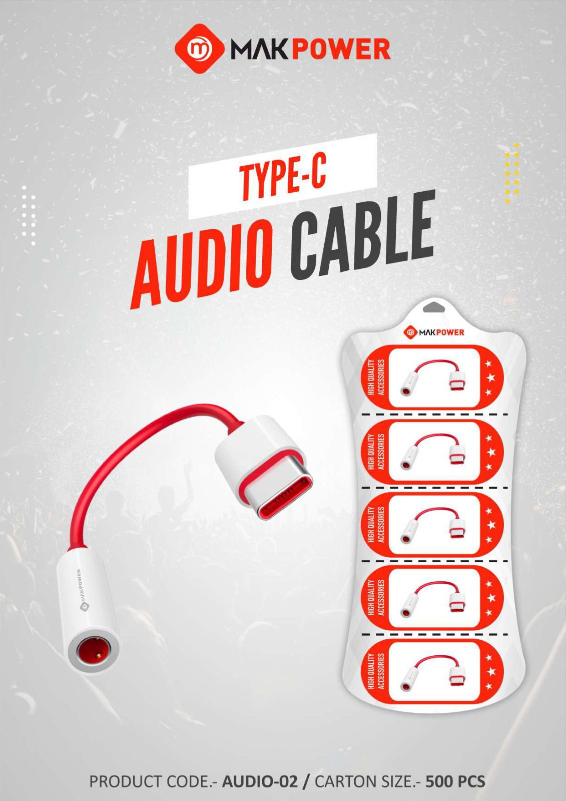 Mak Power Type-C to Audio Cable - Set of 5 - YantramEshop | Take App