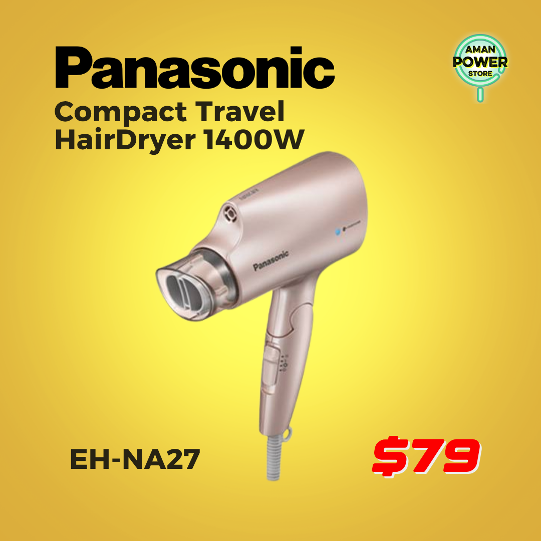 PANASONIC COMPACT TRAVEL HAIRDRYER 14OOW EH-NA27 Aman Power Store