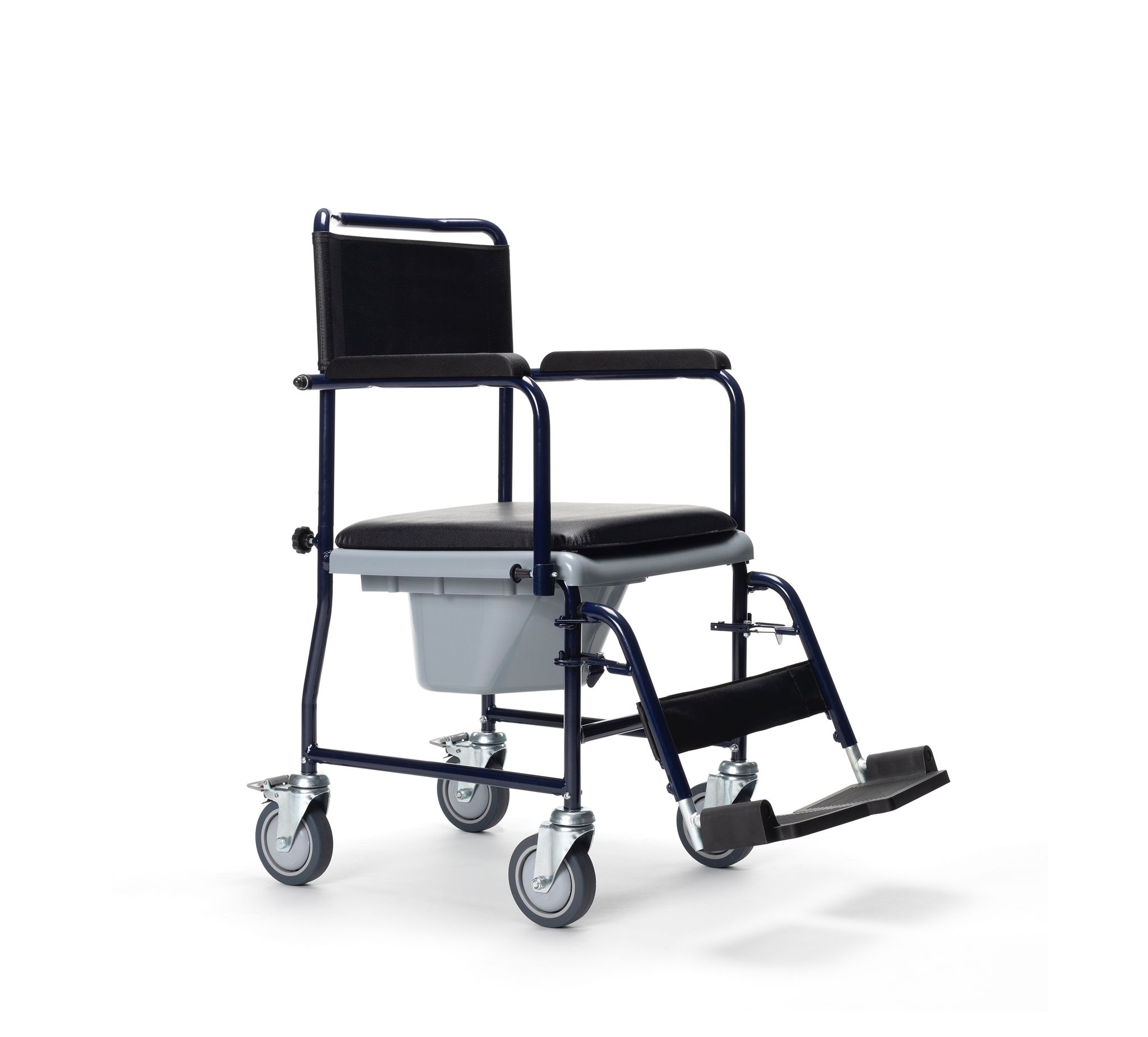 Chaise percée roulante avec accoudoirs