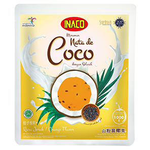 INACO Nata de Coco Orange with Basil Seeds 1KG x 12