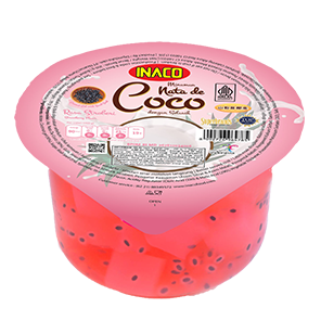 INACO Nata de Coco Cup Strawberry with Basil Seeds 200g x 24