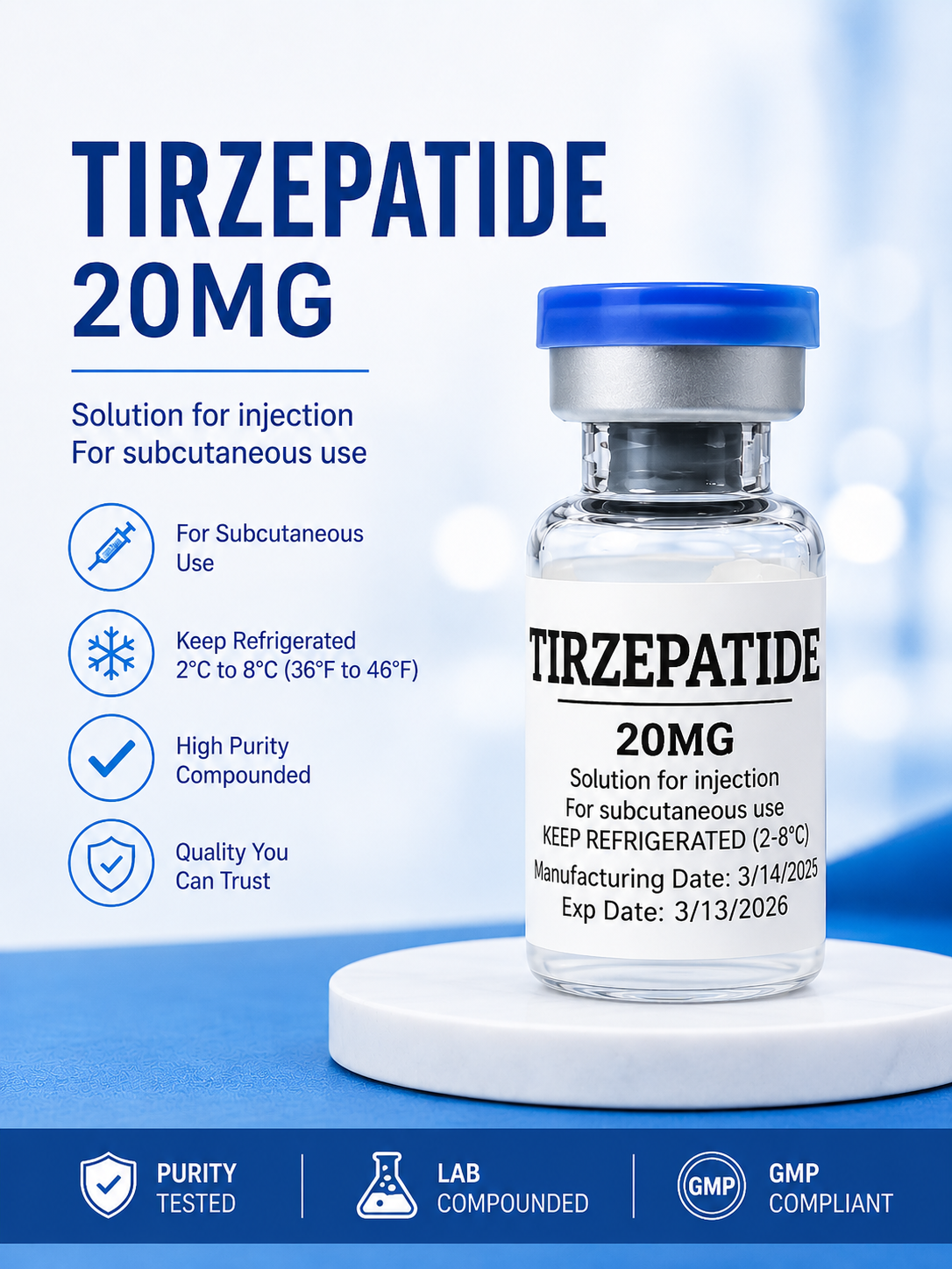tirzepatide 20mg/ml Buy (20 mg) | Order Research Peptides tirzepatide 20 mg dose VLS