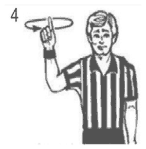 NCAA wrestling referee signal 4: Start injury clock