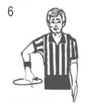 NCAA wrestling referee signal 6: Start recovery clock