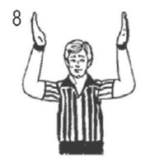 NCAA wrestling referee signal 8: Neutral position